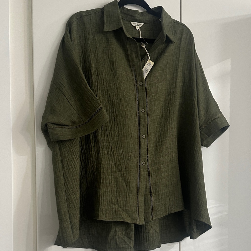 Max Studio Sage Green Casual Shirt